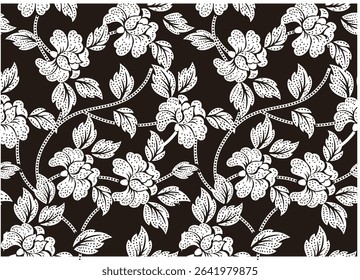 Special flower motif for Batik motif. Dyeing technique with wax barrier applied to the fabric then colored, a typical technique from Indonesia.