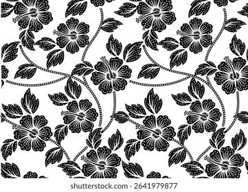 Special flower motif for Batik motif. Dyeing technique with wax barrier applied to the fabric then colored, a typical technique from Indonesia.