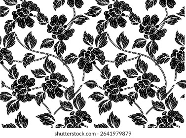 Special flower motif for Batik motif. Dyeing technique with wax barrier applied to the fabric then colored, a typical technique from Indonesia.