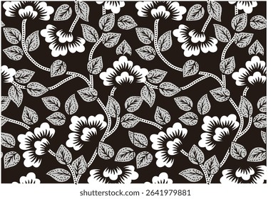 Special flower motif for Batik motif. Dyeing technique with wax barrier applied to the fabric then colored, a typical technique from Indonesia.
