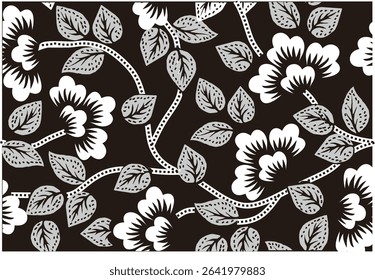 Special flower motif for Batik motif. Dyeing technique with wax barrier applied to the fabric then colored, a typical technique from Indonesia.