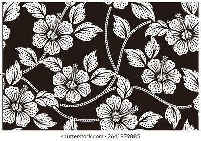 Special flower motif for Batik motif. Dyeing technique with wax barrier applied to the fabric then colored, a typical technique from Indonesia.