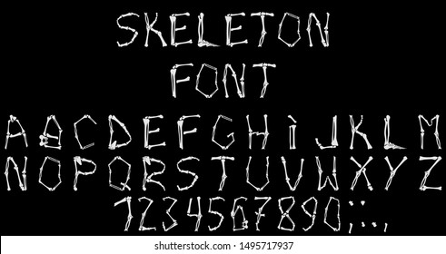 Special font complex execution in the form of human skeleton bones on Halloween. Vector image.