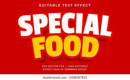 Plantilla de efecto de texto editable de Special Food 3d