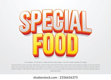 Comida especial efecto de texto editable en 3d estilo para uso de logotipo y marca comercial