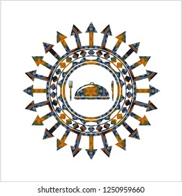 special food icon inside arabesque badge. arabic decoration.