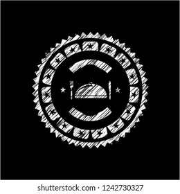 special food icon inside chalkboard emblem