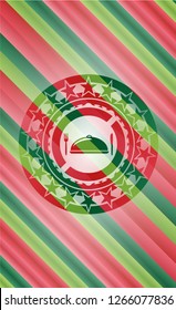 special food icon inside christmas style emblem.