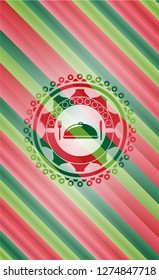 special food icon inside christmas style badge..