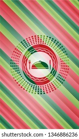 special food icon inside christmas emblem.