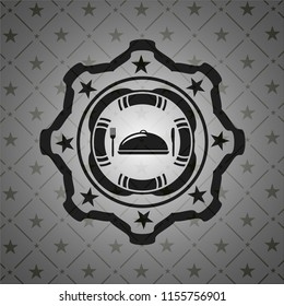 special food icon inside dark emblem. Retro