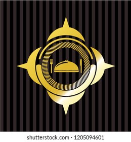 special food icon inside gold emblem or badge