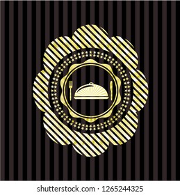 special food icon inside gold shiny emblem