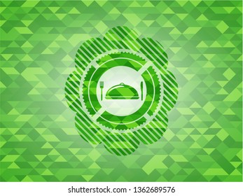 special food icon inside green mosaic emblem
