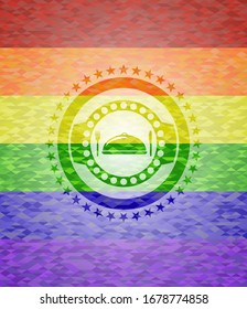 special food icon inside lgbt colors emblem 