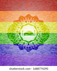 special food icon inside lgbt colors emblem 