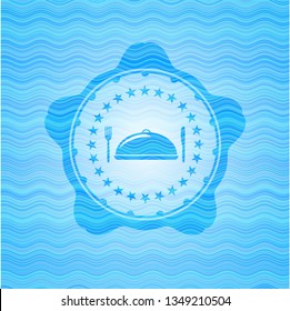 special food icon inside light blue water badge.