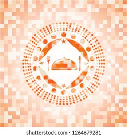 special food icon inside orange mosaic emblem