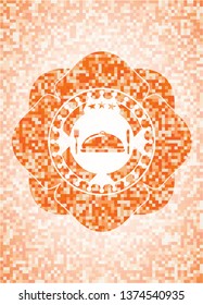 special food icon inside orange mosaic emblem with background