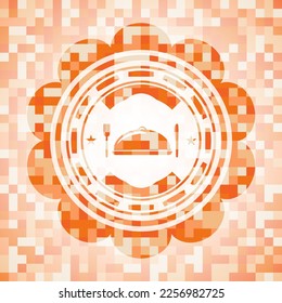 special food icon inside orange mosaic emblem with background. 