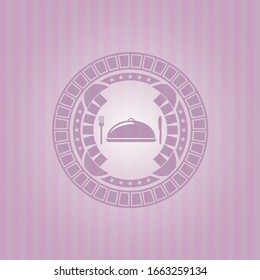 special food icon inside pink emblem