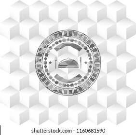 special food icon inside realistic grey emblem with cube white background