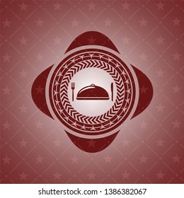 special food icon inside realistic red emblem