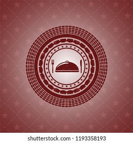 special food icon inside red emblem. Retro