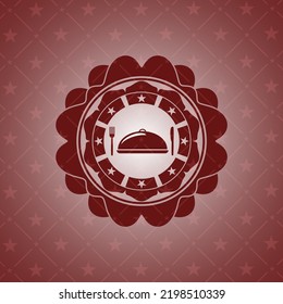 icono especial de comida dentro del emblema rojo. 