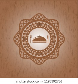 special food icon inside retro style wood emblem