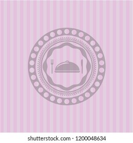 special food icon inside retro style pink emblem