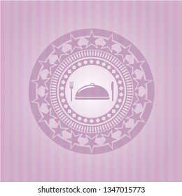 special food icon inside retro style pink emblem