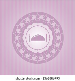 special food icon inside retro style pink emblem