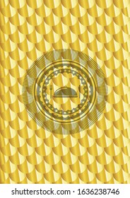 special food icon inside shiny golden emblem. Scales pattern. Vector Illustration. Detailed.