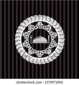 special food icon inside silver emblem