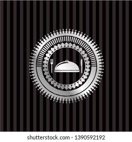 special food icon inside silvery emblem