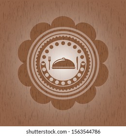 special food icon inside wood emblem. Vintage.