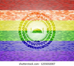 special food icon on mosaic background with the colors of the LGBT flag