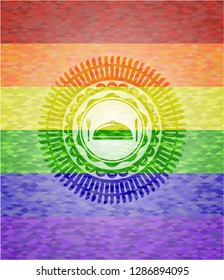 special food icon on mosaic background with the colors of the LGBT flag