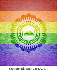 special food icon on mosaic background with the colors of the LGBT flag