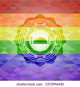 special food icon on mosaic background with the colors of the LGBT flag
