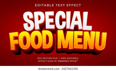 Special food menu 3d editable text effect template