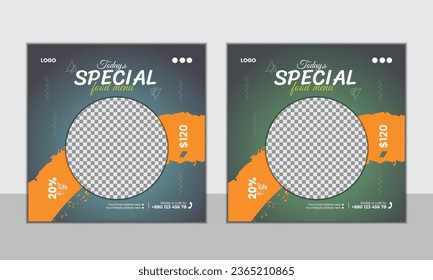 Special Food menu design, Social Media Post Design for Restaurant, Food Marketing Template,  Advertising layout, Square Healthily food Template, template banner Set