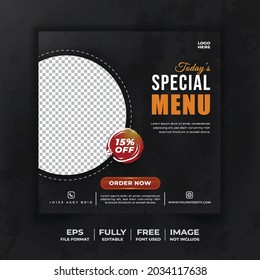 Special food menu social media template black color