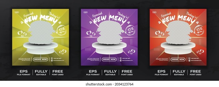 Special food menu social media template black color