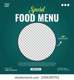 Special food menu social media post banner design template.