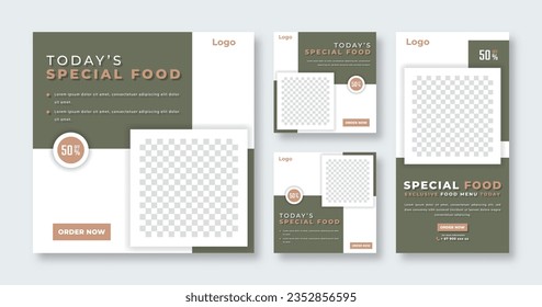 Special Food Restaurant Social Media Post for Online Marketing Promotion Banner, Story and Web Internet Ads Flyer