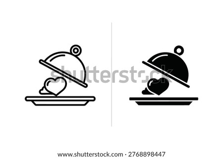Special Food Service Cloche Serving Tray Heart Icon Vector