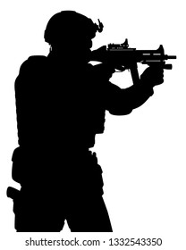 Special force soldier silhouette vector, people on white background