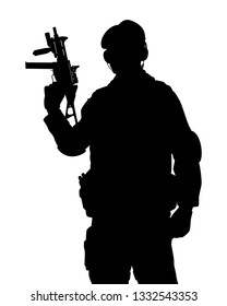 Special force soldier silhouette vector, people on white background